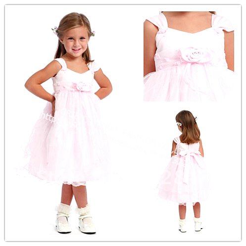Export Factory, L317 Beautiful Ruffled Organza  Princess Pink Flower Girl Dress /Kids dresses for weddings
