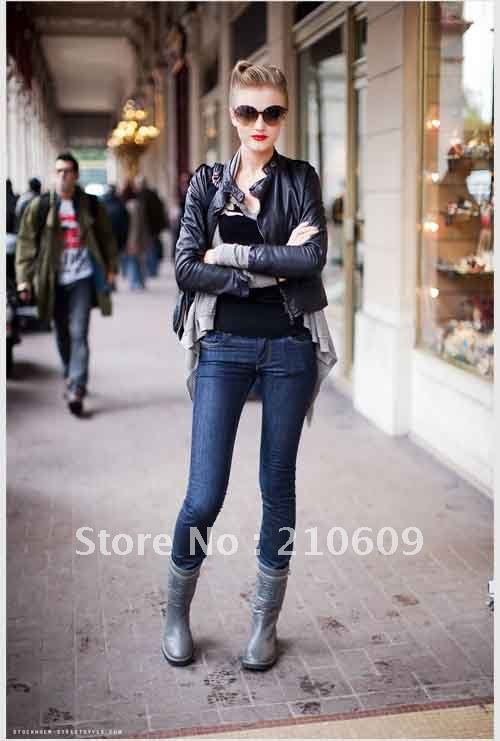 export locomotive washed pu skinny long sleeve coat