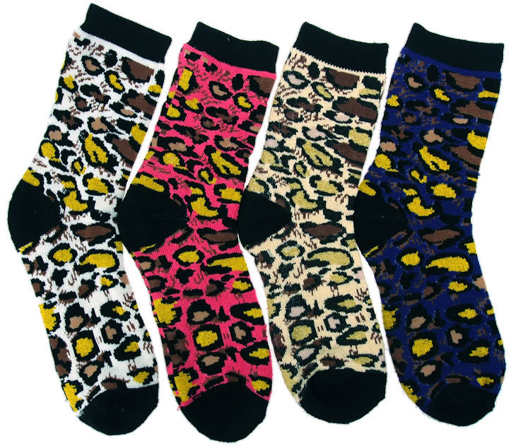 Exports to Europe Fashion sexy thickening loop pile towel socks leopard print socks winter