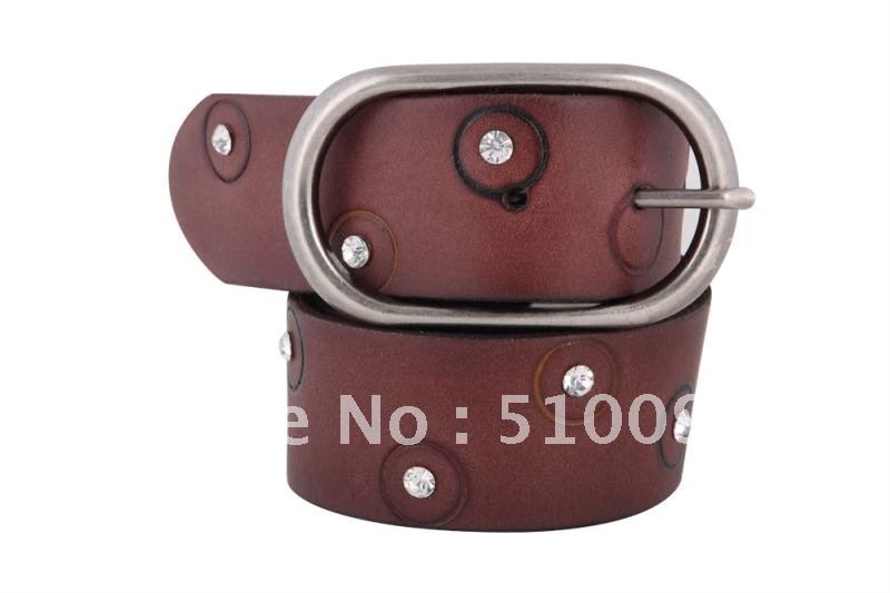 Express free shiping genuine leather belt, wholesale, rhinestone genuine leather belt,. lady cow leather belt