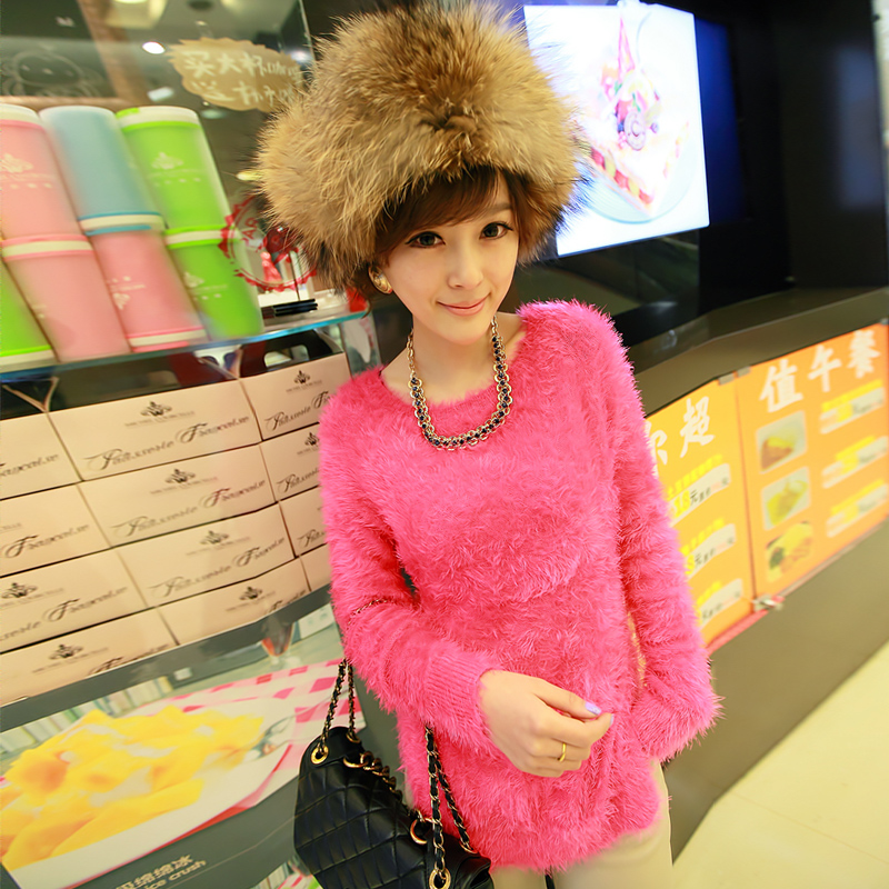 Exquisite bright color mohair sweater h2452 limited edition Women