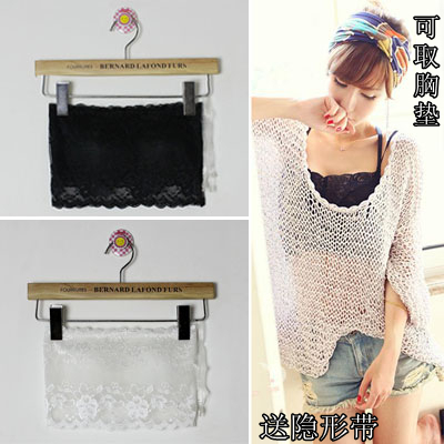 Exquisite crochet lace tube top women's tube top lingerie vest laciness spaghetti strap pad 059 free shipping