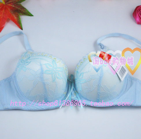 Exquisite embroidery gauze lace double layer small bow soft underwear bra top