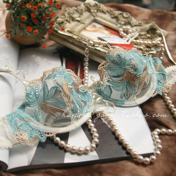 Exquisite embroidery luxury ultra-thin translucent sexy bra 34b
