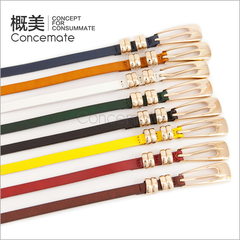 Exquisite gold buckle fashion genuine leather ultrafine all-match women's strap genuine leather thin belt c550