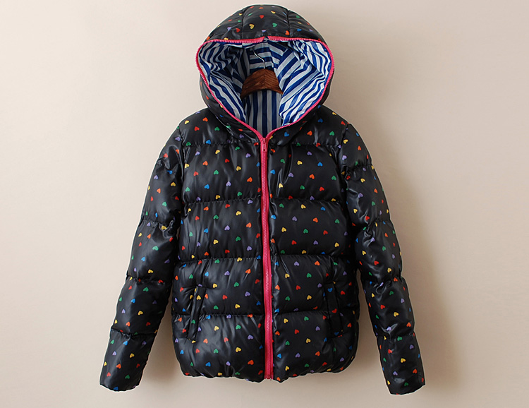 Exquisite multicolour love print 2012 with a hood wadded jacket outerwear