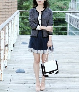 Exquisite patchwork g12sww03377 small cardigan long-sleeve wool outerwear