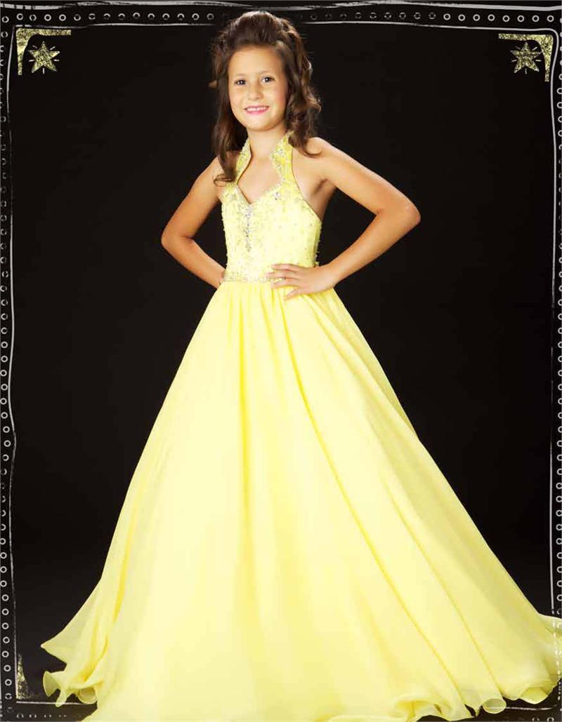 Exquisite Sexy Halter Off the Shoulder Sleeveless Crystal  Floor-Length Organza Ball Gown Flower Girl Dress 2013