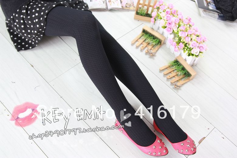 Exquisite vertical stripe pantyhose thick jacquard women pantyhose thermal tights