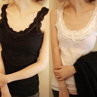 Exquisite women's sweet all-match lace decoration thread cotton spaghetti strap basic vest