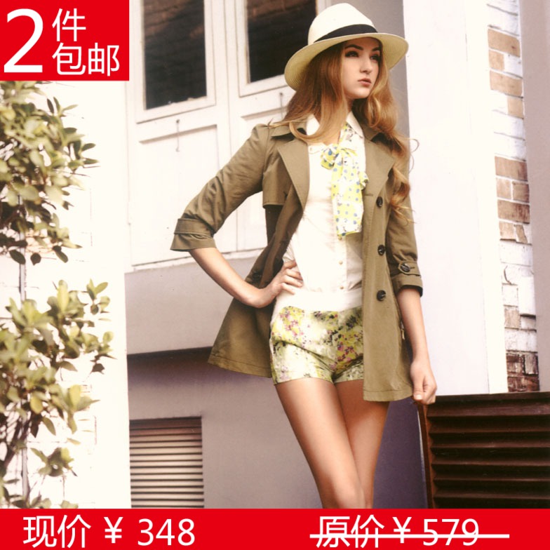 Extraordinary 2013 women's rain spring multicolour 100% cotton cloth casual trench 1003