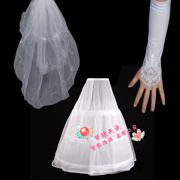 Extreme edition quality wedding dress 3 piece set veil gloves slip