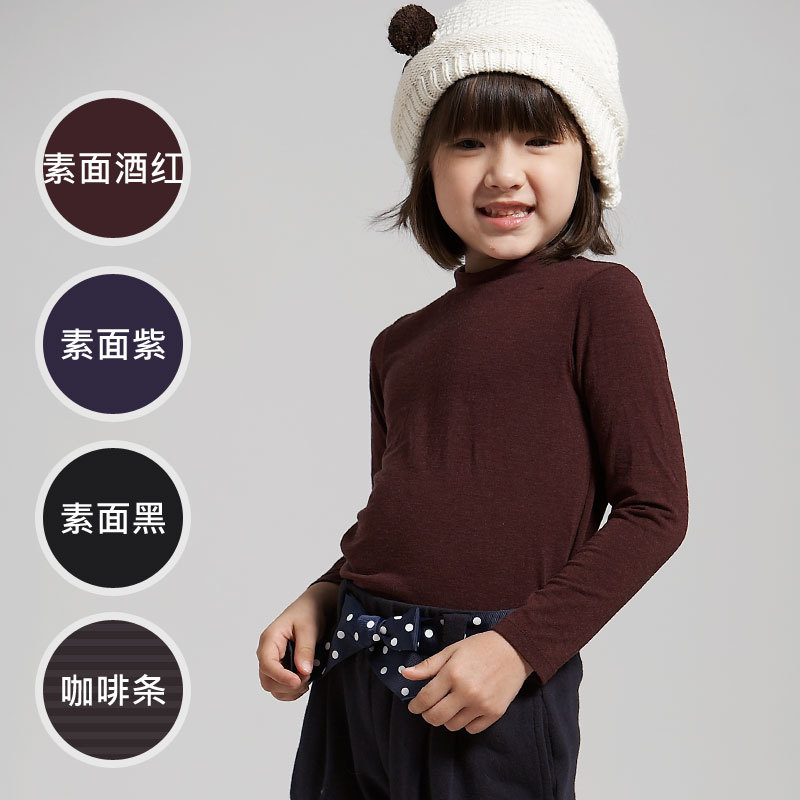 F hydroscopic fever clothes stand collar long-sleeve child thermal underwear basic top male girls clothing S-6L