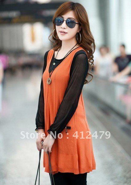 F007Free shipping loose sweater for women plus size,korean new style Knitwear two piece,2012 hot sale fashion sweaters for women