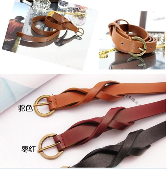 F04099 Fashion All-match Cross Decoration PU leather Waistband Belt Thin Skinny Girdle For Lady Woman + Free shipping