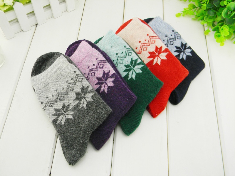 F04111-5 The essential Cashmere Rabbit hair Media corta Socks warm in winter thickened Women wool sock Mix color