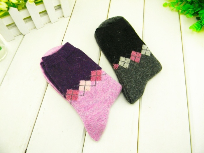 F04112-15 Assorted color Wool Socks warm in winter thickened Women Cashmere Rabbit hair Media corta sock + Freeship