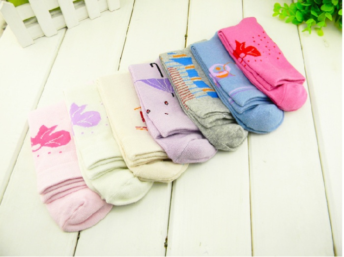 F04117-7 Mix color Combed Cotton Socks Women Soft Comfortable Mix Pattern Lady Media corta sock