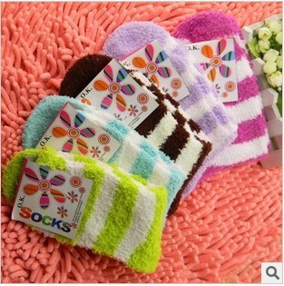 F04398-5 Hot Sale 5 Pairs Sweet Warm Long Cotton Towel Socks for Women Ladies+free shipping