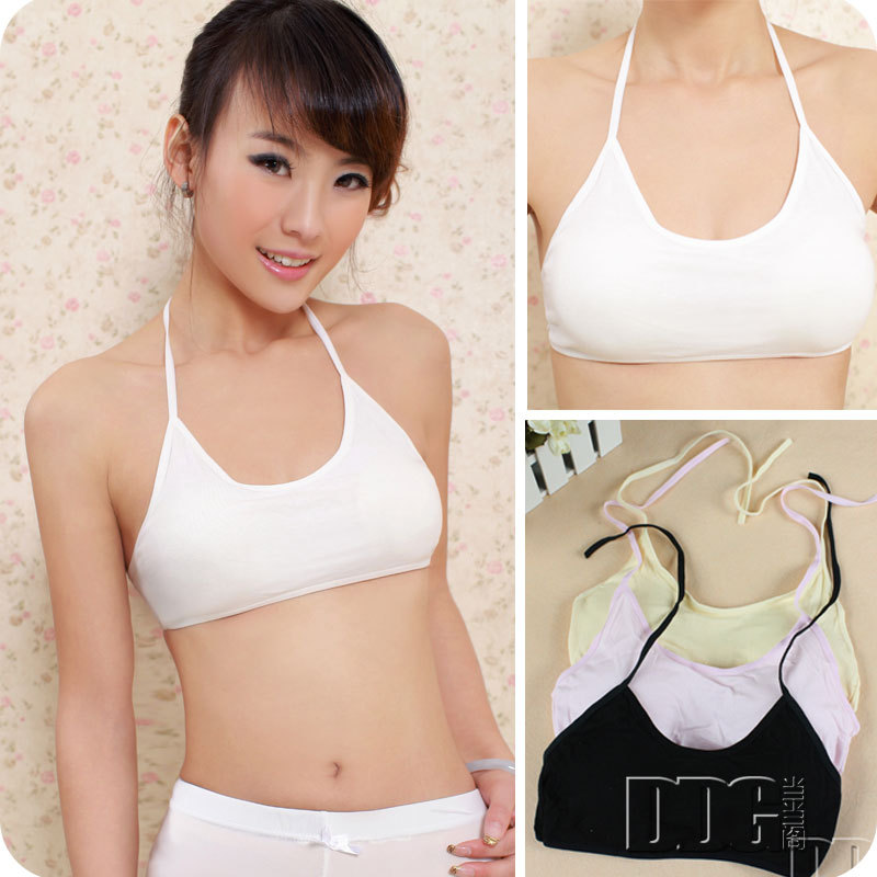F1016 candy color female sexy lacing halter-neck cotton small vest belt pad solid color tube top