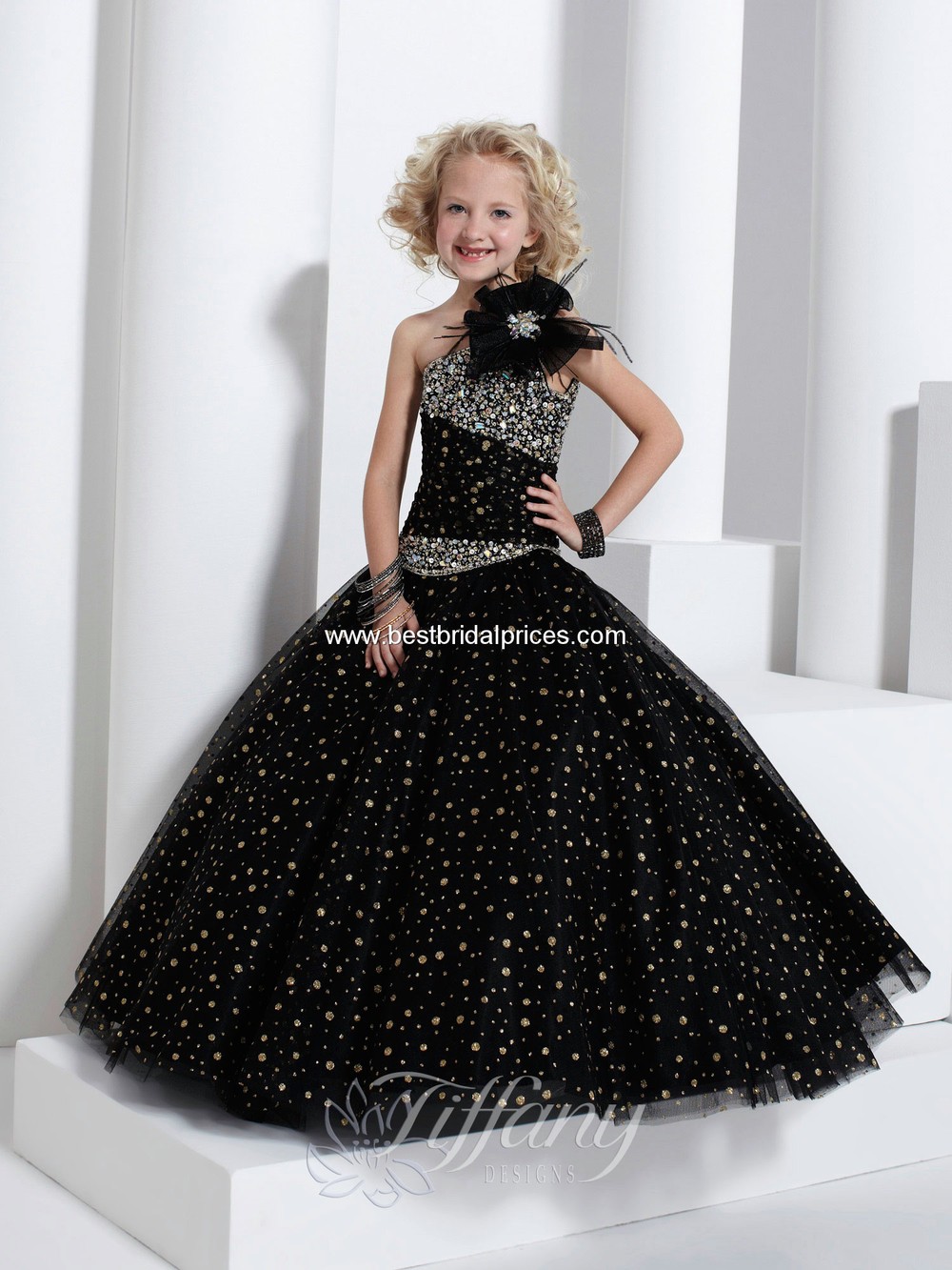 F14 one shoulder sequins Free Shipping Colorful luxuriant Organza Lovely Pageant Girl's Party Princess Flower Girl Dresses Gowns