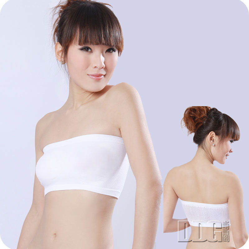 F3015 brief seamless ultra elastic female thin back mesh breathable solid color tube top tube top