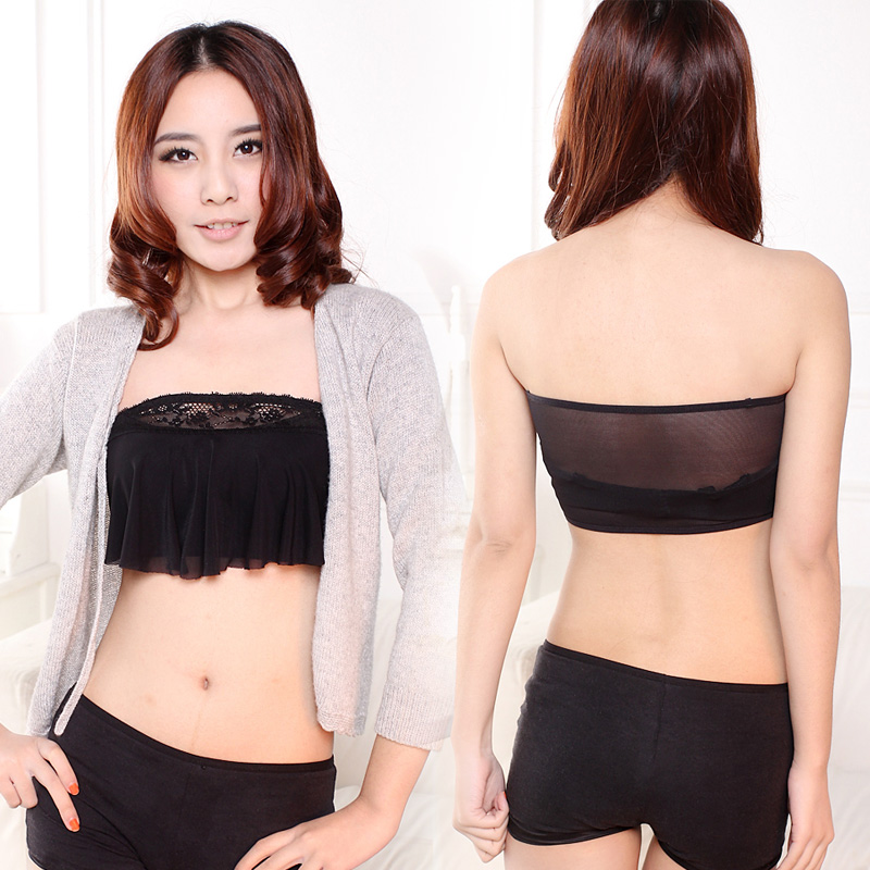 F448 all-match anti emptied underwear tube top lace vest breathable gauze spaghetti strap tube top