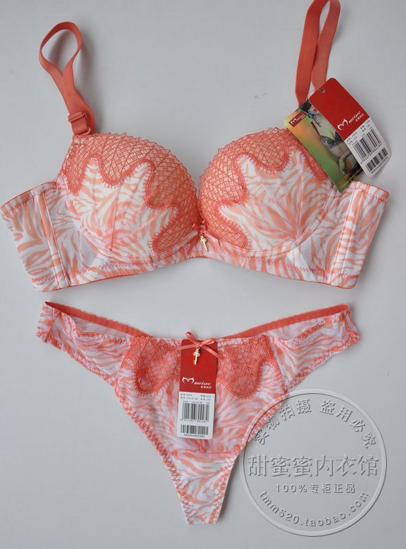 Fa448 leopard print push up thick a cup bra set