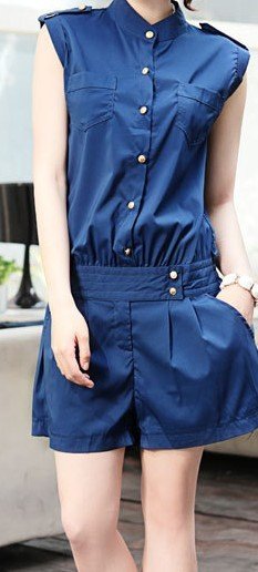 Fabric Chiffon Georgette style ladies style Jumpsuit pants type straight tube type long pants shorts black color, Blue Sz S, M