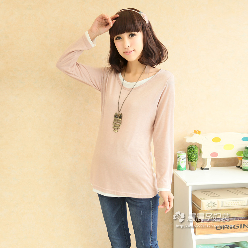 Fabric ! long-sleeve T-shirt elastic maternity top spring and autumn maternity clothing spring