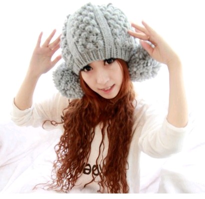 Face-lift ball cap sphere knitted hat knitting wool cap thermal women's fashion knitted hat