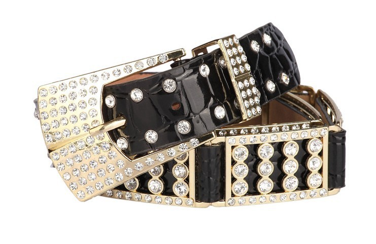 Factory Cheapest Sale Fashion Beautiful Daimond Genuine Leather And Pu Belts for wemen with Free shipping