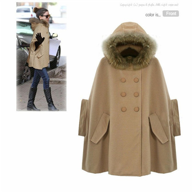Factory direct 2012 autumn new Ladies European style hat really fur collar cape windbreaker coat jacket wholesale