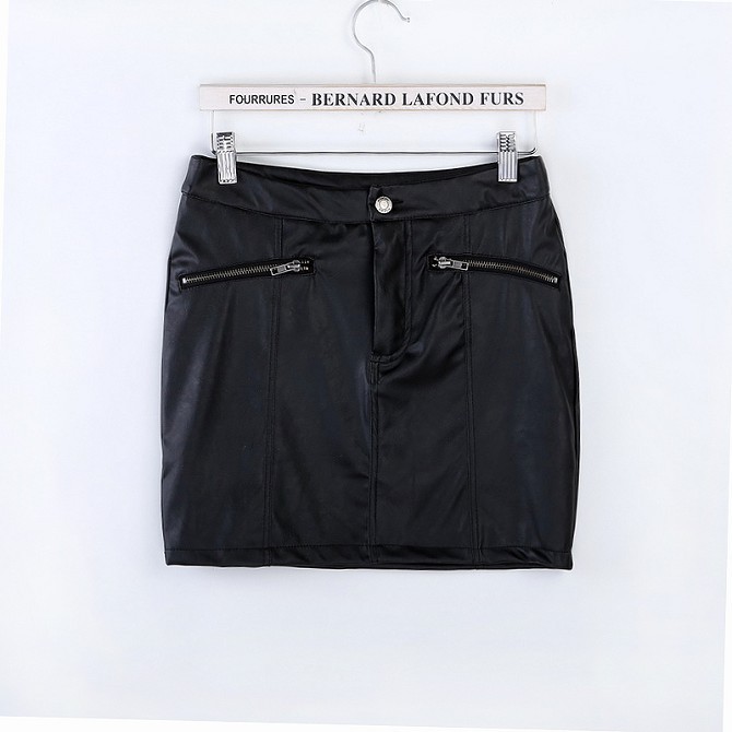Factory direct 2012 fall and winter clothes the double zipper PU leather color leather skirt skirts official website synchroniza