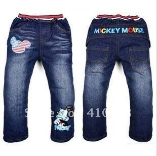Factory Direct!! Cartoon boys Mickey jeans,Children's casual pants(6pcs/lot),Top quality kids clothing wholesale.