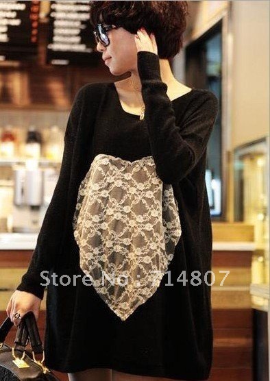 Factory direct fall and winter clothes large size lace of caring round neck knit sweaters sweater