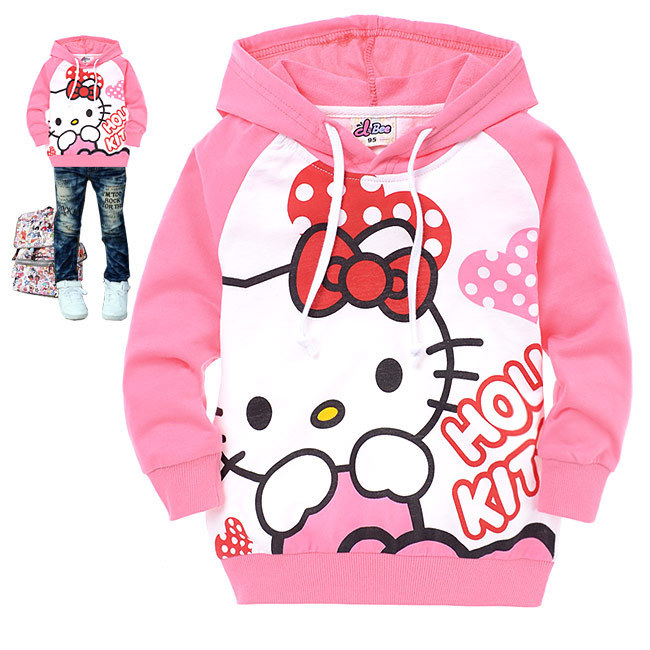 Factory Direct!Free Shipping!Hello kitty Girls Hoodies Kids Clothing Fashion Baby hoody Cotton100% Wholesale 6pcs/lot