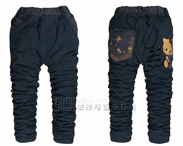 Factory direct sale South Korea version fashion children  autumn and winter thicken jeans free shipping