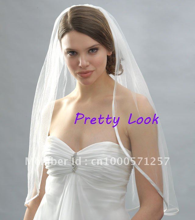 Factory direct sale! White/Ivory Shoulder Length Pencil Edge 1 Layer Wedding Veils/Bridal Veils