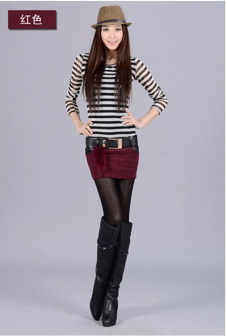 Factory direct selling 2013 new corduroy was thin of PU leather miniskirt miniskirt Free shipping