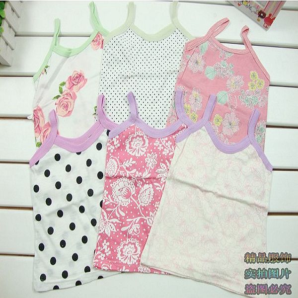 Factory directly supply Summer cotton child 100% male female child 1 - 4 girl flower spaghetti strap top