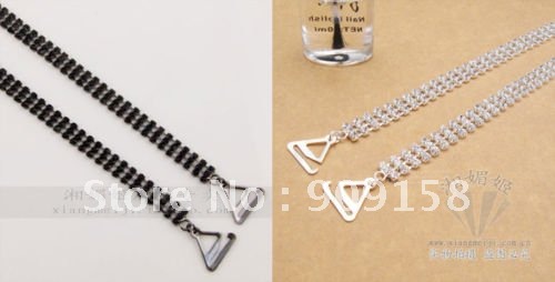 Factory Outlet Price Free Shipping 6Sets Crystal 3ROW Adjustable Bra Straps Metal Diamante BS003