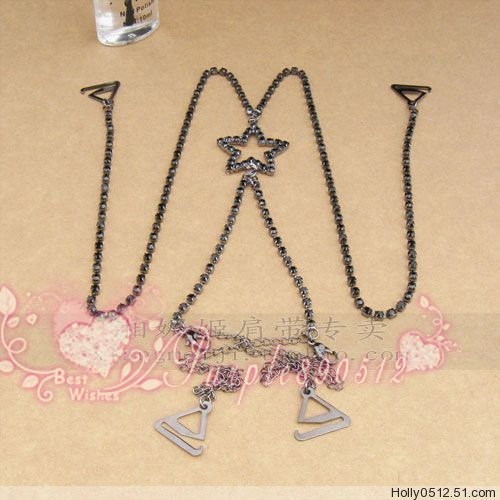 Factory Outlet Price Free Shipping Crystal Diamante Star Adjustable Bra Back Straps BLACK BS17