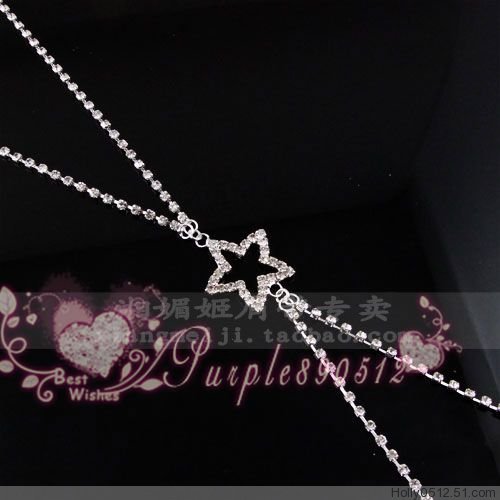 Factory Outlet Price Free Shipping Crystal Diamante Star Adjustable Five-pointed star Bra Straps BS009