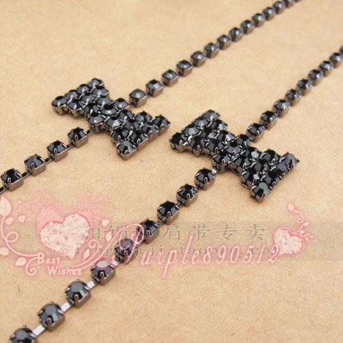 Factory Outlet Price Free Shipping New Crystal Bowknot Adjustable Bra Straps Metal BLACK BS09