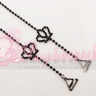 Factory Outlet Price Free Shipping New Crystal Crown Adjustable Bra Straps Metal Black BS15