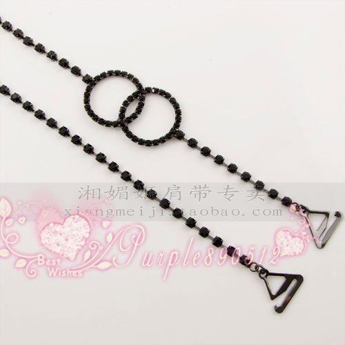 Factory Outlet Price Free Shipping New Crystal Cute Adjustable Bra Straps Metal Black BS14