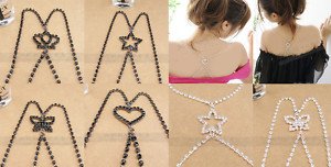 Factory Outlet Price Free Shipping New New6Sets Crystal Mixed Adjustable Bra Back Straps Black BS06