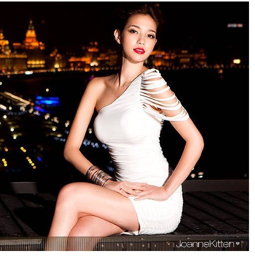 Factory price , free shipp ,dorp shipping New chiffon women's dress,fashion sexy One-Shoulder dress,3 colors
