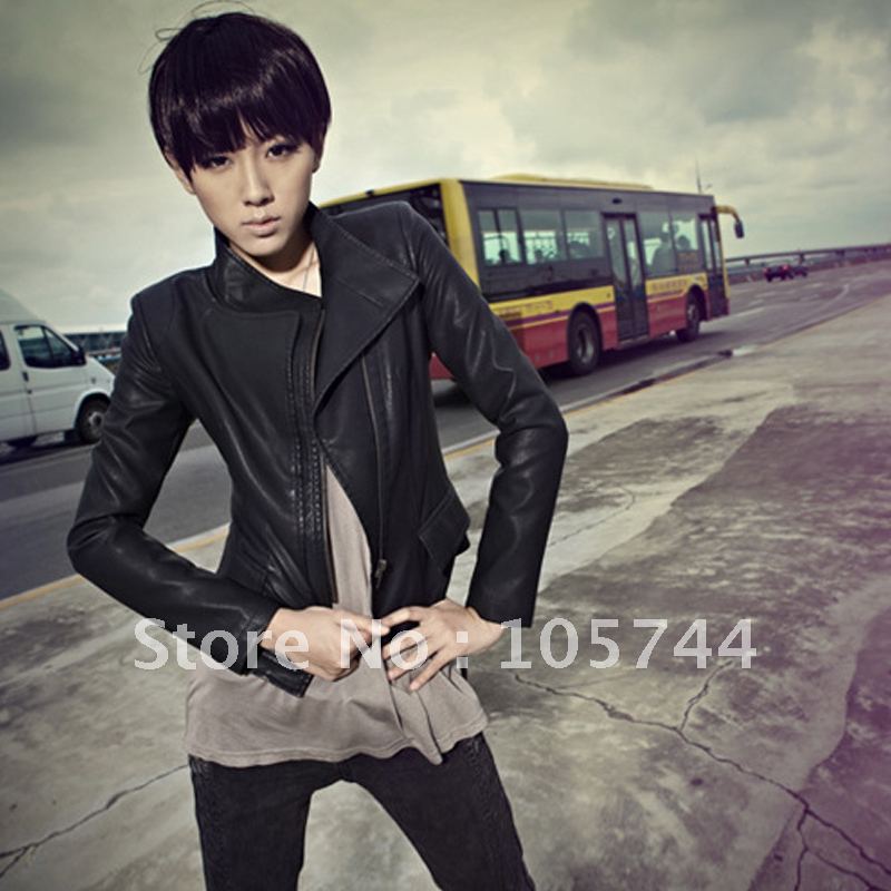 Factory Price Wholesale 2012 women's leather clothing(S,M,L,XL)100%New Arrive Good Quality Leather Jackets Free Shipping HZ5002
